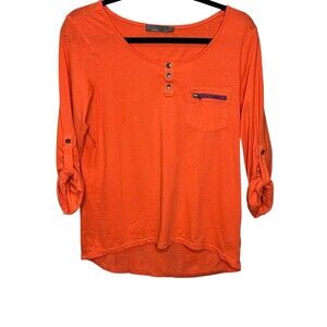 prAna Coral Orange Henley Shirt Size Small